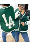 CARDIGAN COLLEGE SPIRIT "LA" VERDE SMERALDO AW585