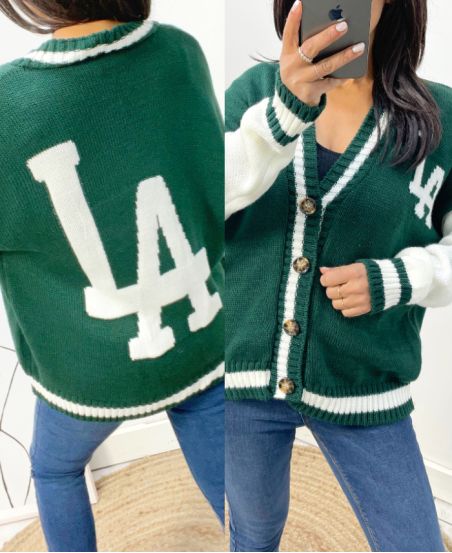 CARDIGAN COLLEGE SPIRIT "LA" VERDE SMERALDO AW585