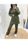 KOMPLET SWETERKOWY "COMFY" + PASUJĄCE SPODNIE AW574 KHAKI