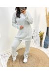 CONJUNTO DE SUÉTER "COMFY" + PANTALÓN A JUEGO AW574 GRIS CLARO