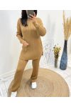 "COMFY" SWEATER SET + MATCHING PANTS AH574 CAMEL