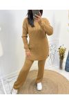 "COMFY" SWEATER SET + MATCHING PANTS AH574 CAMEL