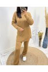 "COMFY" SWEATER SET + MATCHING PANTS AH574 CAMEL