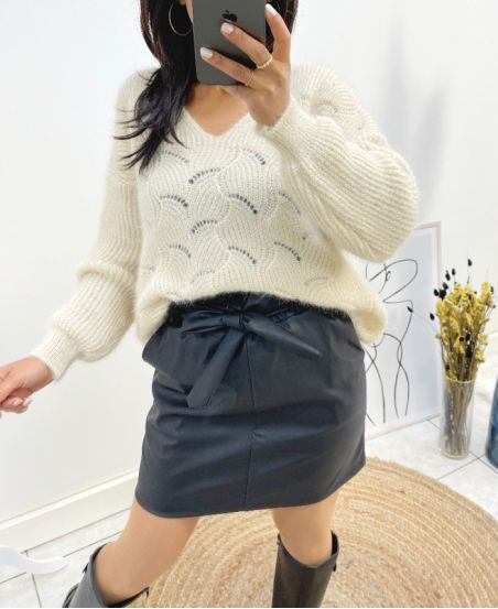 SOFT OPENWORK SWEATER AH62 BEIGE