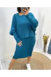 DRESS + MATCHING SWEATER SET AW600 PETROL BLUE