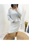 DRESS + MATCHING SWEATER AW600 LIGHT GREY SET