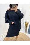 DRESS + MATCHING SWEATER SET AW600 BLACK