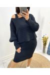 DRESS + MATCHING SWEATER SET AW600 BLACK