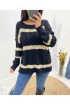 PULLOVER TORSADE LUREX 2 POCHES AH618 NOIR