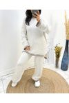 ENSEMBLE SURPIQURE OVERSIZE PULLOVER + PANTALON MAILLE AH687 BEIGE