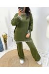 CONJUNTO JERSEY PESPUNTE OVERSIZE + PANTALÓN DE PUNTO AW687 VERDE