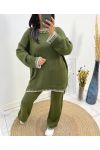 CONJUNTO JERSEY PESPUNTE OVERSIZE + PANTALÓN DE PUNTO AW687 VERDE