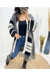 FRINGED FRINGE PONCHO AW591 BLACK