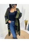 FRINGED FRINGE PONCHO AW591 GREEN