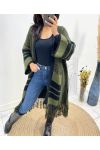 FRINGED FRINGE PONCHO AW591 GREEN