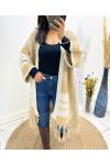 "COUP DE COEUR" FRINGED PONCHO AH591 BEIGE/ECRU