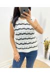 PEARL OPENWORK SLEEVELESS SWEATER AW645 WHITE