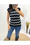 PEARL PERFORATED SLEEVELESS SWEATER AH645 BLACK