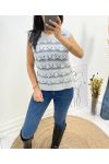 PEARL OPENWORK SLEEVELESS SWEATER AH645 GREY