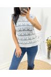 PEARL OPENWORK SLEEVELESS SWEATER AH645 GREY