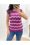 PERLEN-DURCHBROCHENER ÄRMELLOSER PULLOVER AH645 PLUM