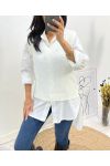 MAGLIA SMANICATA PERLA CON SCOLLO A V AH643 BIANCO