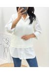 MAGLIA SMANICATA PERLA CON SCOLLO A V AH643 BIANCO