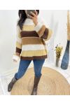 MEHRFARBIGER PULLOVER LUREX AH634 CHOCO BEIGE