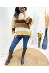 MEHRFARBIGER PULLOVER LUREX AH634 CHOCO BEIGE