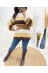 MEHRFARBIGER PULLOVER LUREX AH634 CHOCO BEIGE