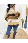 MEHRFARBIGER PULLOVER LUREX AH634 CHOCO BEIGE