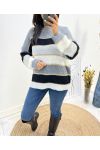 MEHRFARBIGER PULLOVER AUS LUREX AH634 DUNKELGRAU