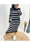 STRIPED SWEATER + SKIRT SET AW666 BLACK