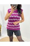 PERLEN-DURCHBROCHENER ÄRMELLOSER PULLOVER AH645 PLUM