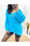 PULLOVER ULTRA DOUX ETOILE AH627 BLEU AZUR