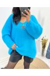 PULLOVER ULTRA DOUX ETOILE AH627 BLEU AZUR