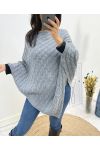 KNITTED PONCHO AH641 GREY