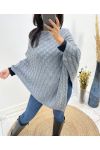 KNITTED PONCHO AH641 GREY