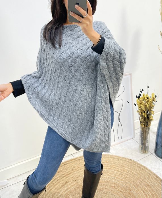 PONCHO DE PUNTO AH641 GRIS