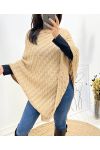 CAMEL GEBREIDE PONCHO AH641