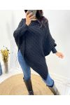 KNIT PONCHO AH641 BLACK