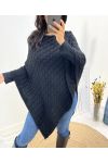 KNITPONCHO AH641 ZWART