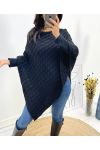 KNIT PONCHO AH641 BLACK