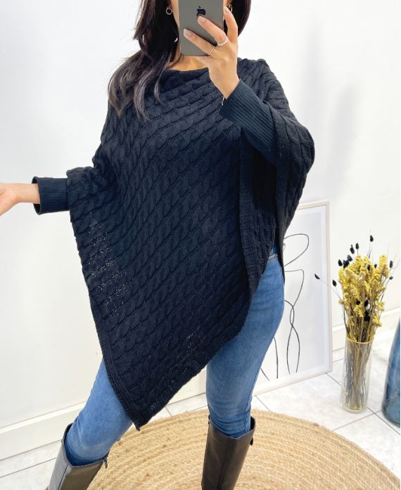 MAGLIA PONCHO AH641 NERO