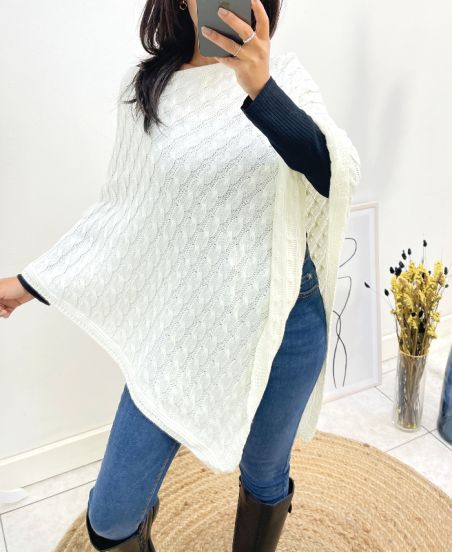 MAGLIA PONCHO AW641 BIANCO