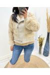 PACK 3 JACKETS PERFECTO FUR AND IMITATION LEATHER S-M-L AH701 BEIGE