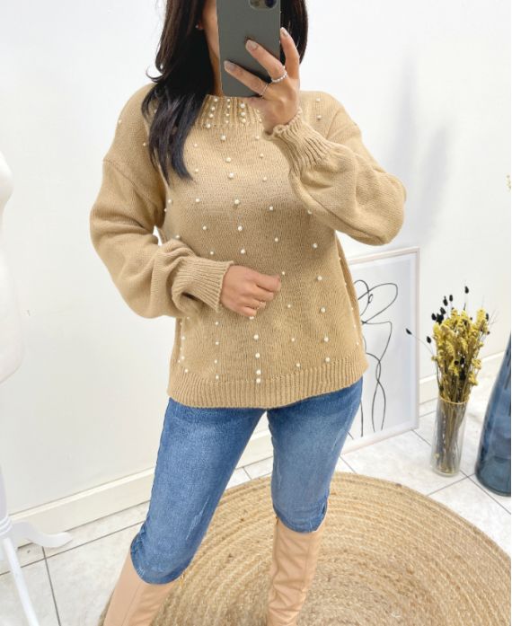 PERLENPULLOVER AH657 CAMEL