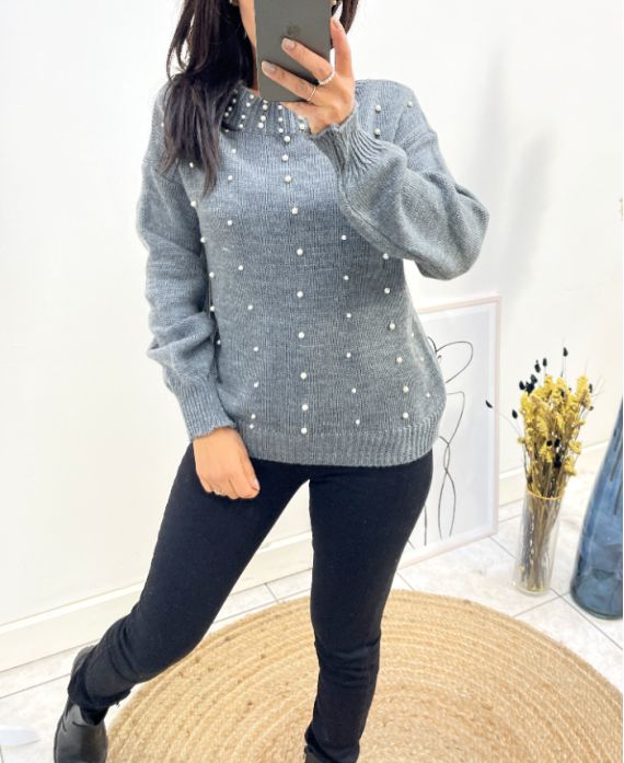 PULLOVER PERLE AH657 GRIS