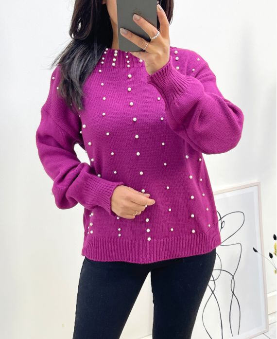 PEARL SWEATER AH657 PLUM