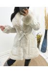 PACK 3 FAUX LEATHER COATS FAUX FUR COLLAR S-M-L AH710 BEIGE